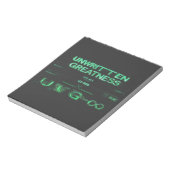 "Onbeschreven Grootheid" Cyberpunk Notitieblok (Linkerzijde)