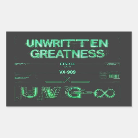 "Onbeschreven Grootheid" Cyberpunk Sticker (Voorkant)
