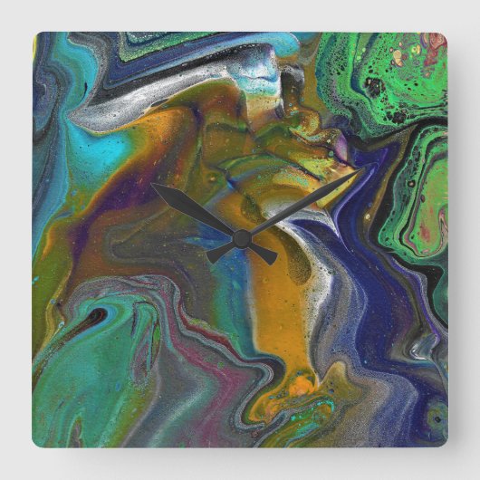 Onbeslist 3 Kleurrijke Abstracte Wandklok (Voorkant)