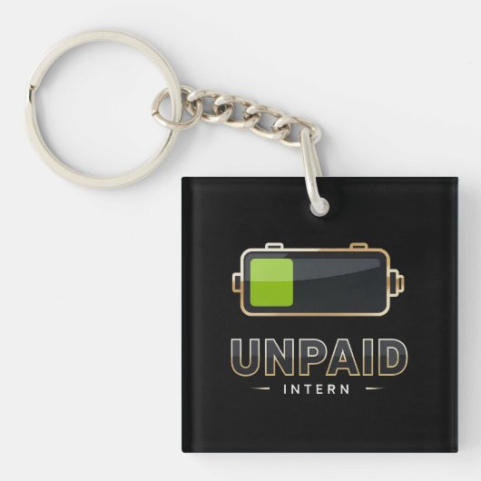 Onbetaalde Stagebatterij 1% – Grappige Werkverbran Sleutelhanger (voorkant)