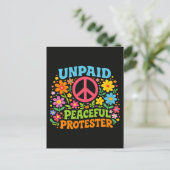 Onbetaalde Vreedzame Demonstrant Retro Vredesactiv Briefkaart (Staand voorkant)