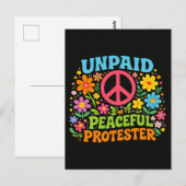 Onbetaalde Vreedzame Demonstrant Retro Vredesactiv Briefkaart (Voorkant / Achterkant)