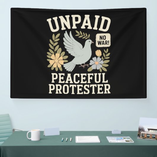 onbetaalde vreedzame demonstrant spandoek (Beurs)