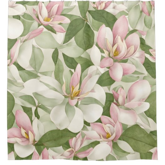 Onbetegelde Roze en Witte Magnolia's Douchegordijn (Voorkant)