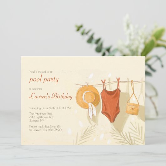 Onbetwistbaar Zomer Pool Party Kaart (Staand voorkant)