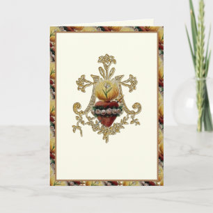 Onbevlekt Hart Maagd Maria Bloem Monogram Kaart