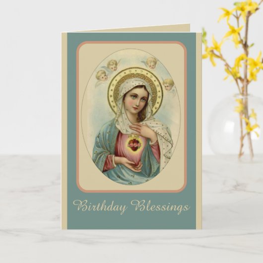 Onbevlekt Hart van de Heilige Maagd Maria Kaart (Gele Bloem)