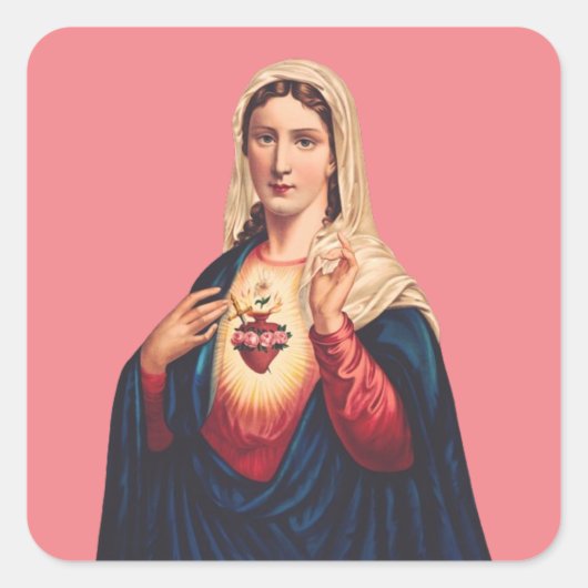 Onbevlekt Hart van de Maagd Maria Vierkante Sticker (Voorkant)