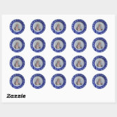 Onbevlekt Hart van Maagd Maria Blauw Rozen Ronde Sticker (Vel)
