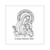 Onbevlekt Hart van Maagd Maria Jezus Religieus Rubberstempel (Afrduk)