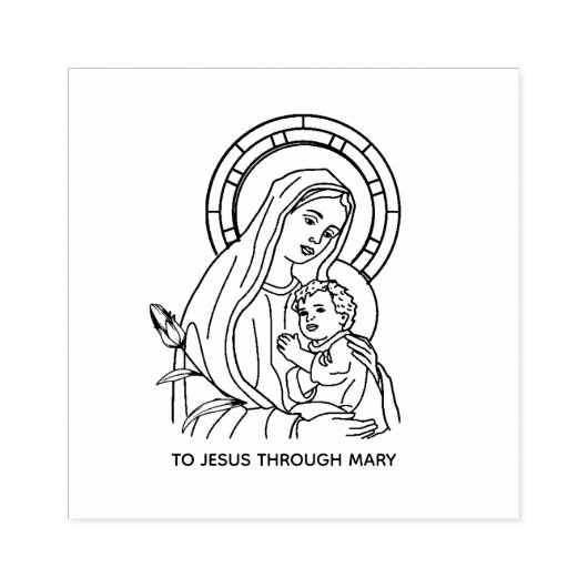 Onbevlekt Hart van Maagd Maria Jezus Religieus Rubberstempel (Afrduk)