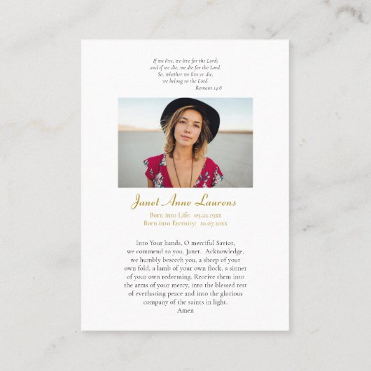 Onbevlekt Hart van Maria Begrafenis Gebed Kaart Plaatskaartje (Achterkant)