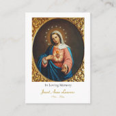 Onbevlekt Hart van Maria Begrafenis Gebed Kaart Plaatskaartje (Voorkant)