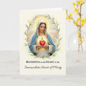 Onbevlekt Hart van Maria Feestdag Zegeningen Kaart (Gele Bloem)