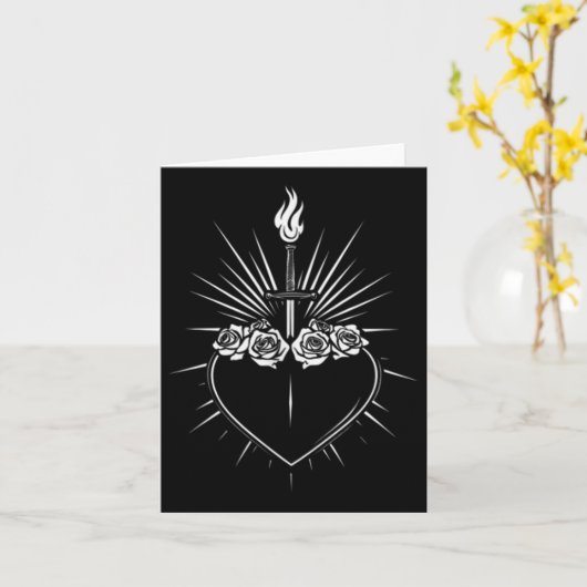 Onbevlekt Hart van Maria Mannen Vrouwen Katholieke Kaart (Gele Bloem)