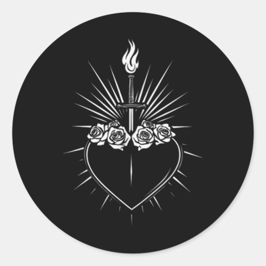 Onbevlekt Hart van Maria Mannen Vrouwen Katholieke Ronde Sticker (Voorkant)