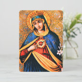 Onbevlekt hart van Maria met Magnificat Feestdagenkaart (Staand voorkant)