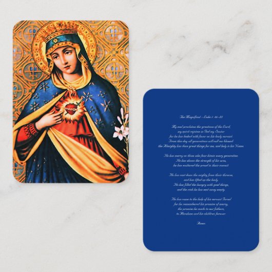Onbevlekt hart van Maria met Magnificat Informatiekaartje (Voorkant / Achterkant)