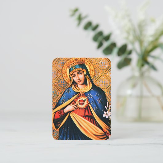 Onbevlekt hart van Maria met Magnificat Informatiekaartje (Staand voorkant)