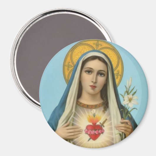 Onbevlekt Hart van Maria - rozen, lelie, zwaard Magneet (Voorkant / Achterkant)