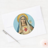 Onbevlekt Hart van Maria - rozen, lelie, zwaard Ronde Sticker (Envelop)