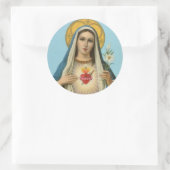 Onbevlekt Hart van Maria - rozen, lelie, zwaard Ronde Sticker (Tas)