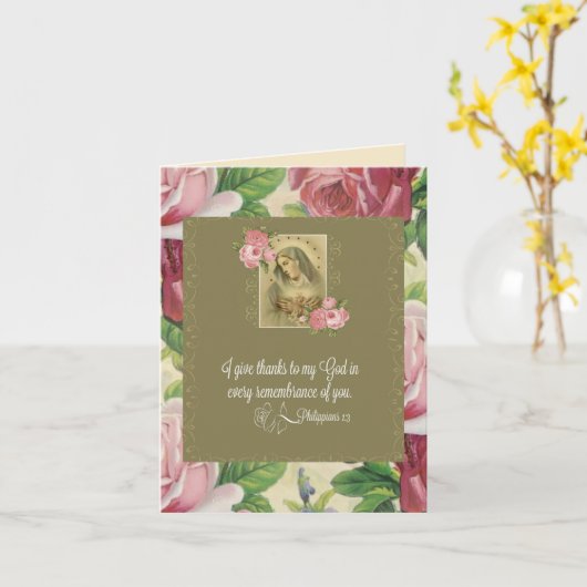 Onbevlekt Hart van Maria - rozen / Schrift Kaart (Gele Bloem)