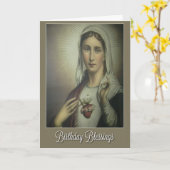 Onbevlekt Hart van Maria Verjaardag met rozen Kaart (Gele Bloem)