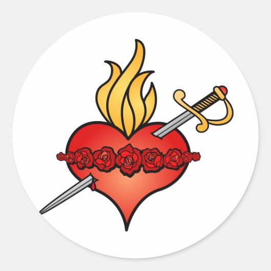 Onbevlekt hart van Mary Icon Ronde Sticker (Voorkant)