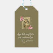 Onbevlekt hart van Mary Pink Roses Floral Cadeaulabel (Achterkant)