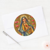  Onbevlekt & Verdrietig Hart van Maria Ronde Sticker (Envelop)