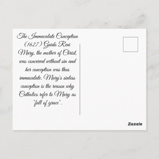 Onbevlekte conceptie briefkaart (Achterkant)