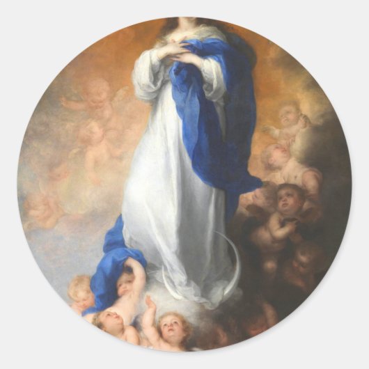 Onbevlekte conceptie van Maagd Mary Murillo Ronde Sticker (Voorkant)