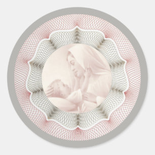 Onbevlekte Maagd Maria Baby Jesus Decor Border Ronde Sticker