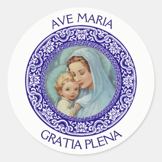 Onbevlekte Maagd Maria Baby Jesus Ronde Sticker (Voorkant)