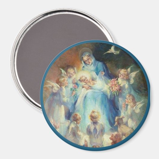 Onbevlekte Maagd Maria Engelen Baby Jesus Magneet (Voorkant / Achterkant)