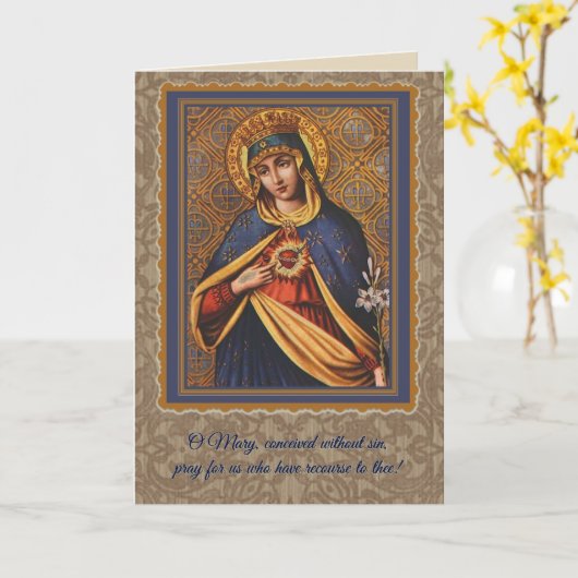 Onbevlekte Maagd Maria Kaart (Gele Bloem)