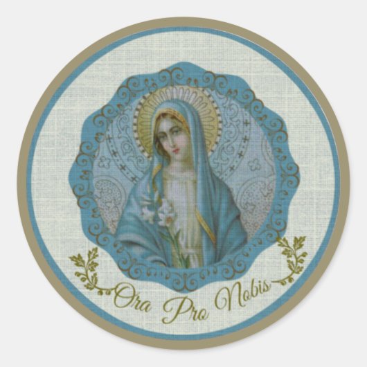 Onbevlekte maagd Maria textuur-achtig Ronde Sticker (Voorkant)