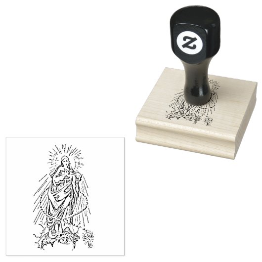 Onbevlekte Moeder van Christus met Rozenkrans Rubberstempel (Gestempeld)
