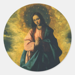Onbevlekte Ontvangenis door Francisco de Zurbaran Ronde Sticker