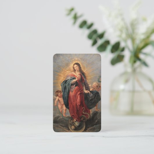 Onbevlekte Ontvangenis en Slang Gebed Kaart Visitekaartje (Staand voorkant)