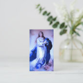 Onbevlekte Ontvangenis met Blauw Memorare Informatiekaartje (Staand voorkant)