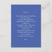 Onbevlekte Ontvangenis met Blauw Memorare Informatiekaartje (Achterkant)