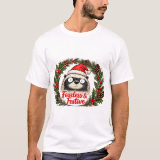 Onbevreesd en Feestelijk Grappige Honingdas Kerstm T-shirt