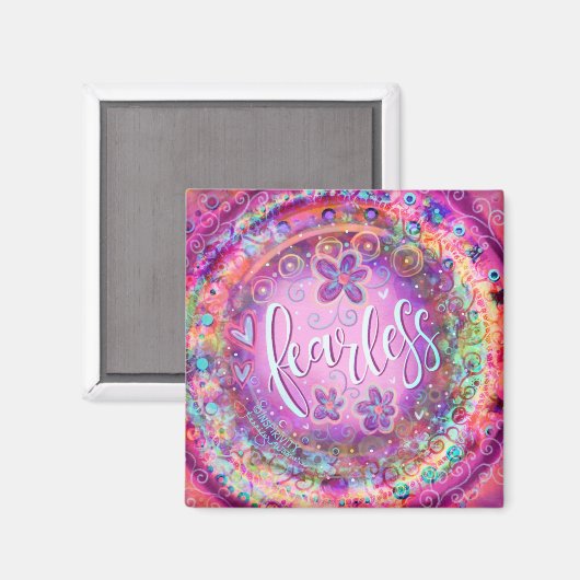 Onbevreesd Roze Bloemen Inspirerend Whimsy Magneet (Voorkant / Achterkant)