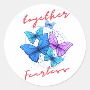 onbevreesd samen vlinders ronde sticker