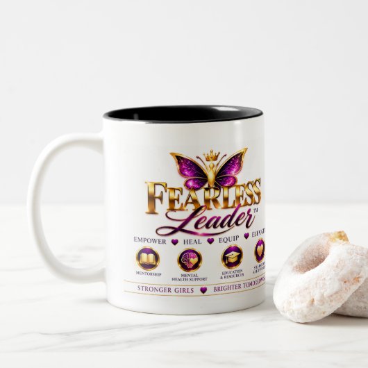 Onbevreesd tweekleurige koffiemok (Met donut)