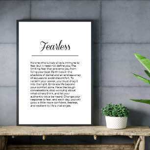 ONBEVREESD verheffen van Inspirerend muurkunst Poster