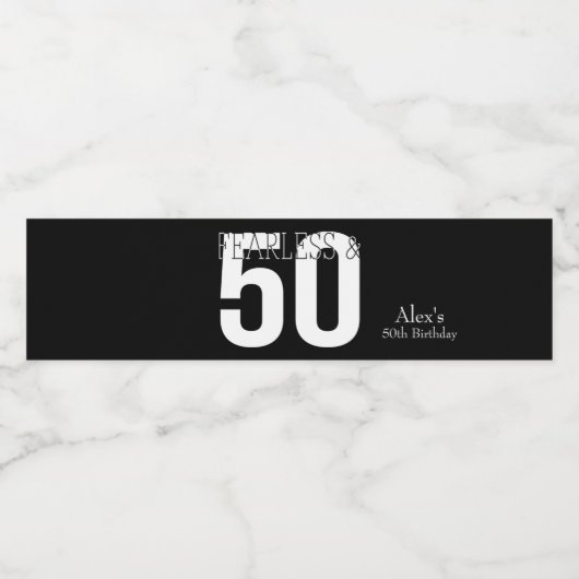Onbevreesde 50ste verjaardag waterfles etiket (Enkel label)