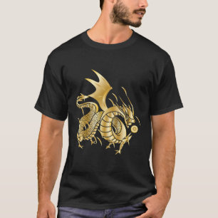Onbevreesde Gouden Chinese Draak Vuurbal T-shirt